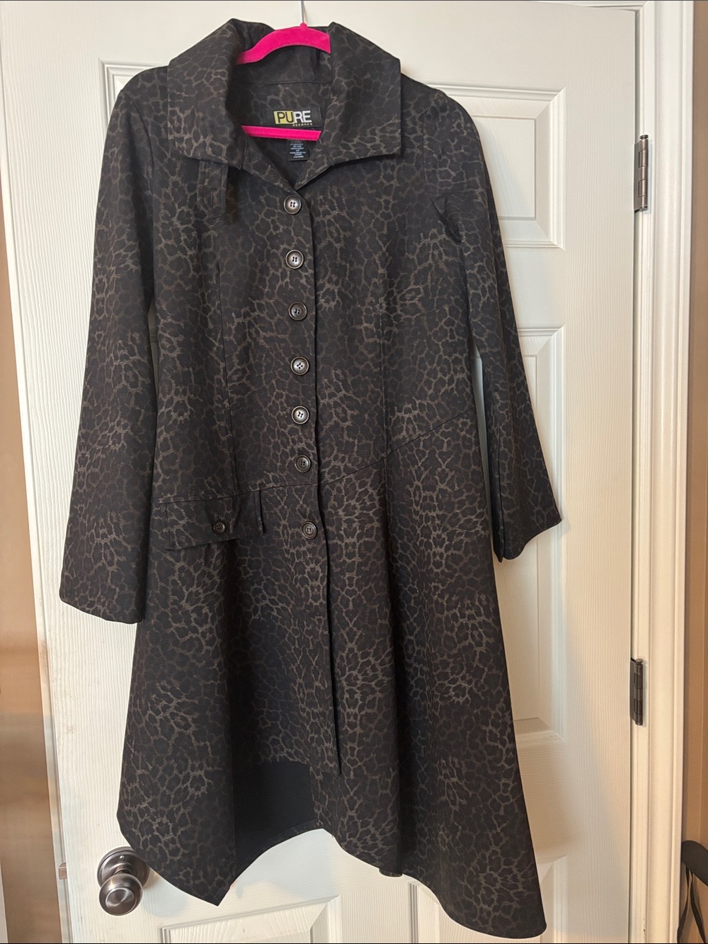 PURE Essence Black & Charcoal Patterned (Faded Leopard look) Button up Coat